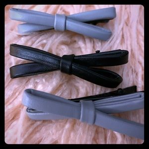 Black & Gray Leather Hair Clips